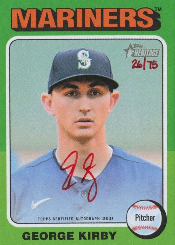 George Kirby 2024 Topps Heritage #ROA-GKI Real One Autographs - Red Ink /75 SGC 10