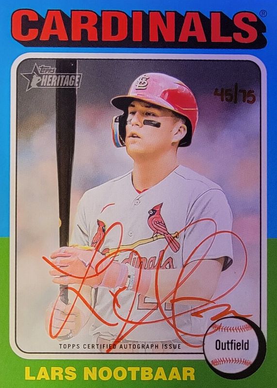 Lars Nootbaar 2024 Topps Heritage #ROA-LN Real One Autographs - Red Ink /75  Price Guide - Sports Card Investor