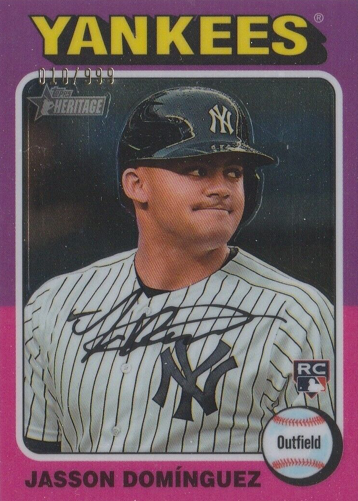 イ*ラ様 【最新版】TOPPS HERITAGE MLB ジェイソン・ドミンゲス 🔥 ULTRA RARE SSP 2024 Topps Heritage Flip Stock #399 Jasson