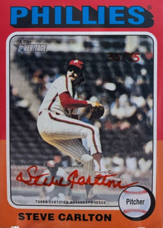 Steve Carlton 2024 Topps Heritage #ROA-SC Real One Autographs - Red Ink /75 PSA 10