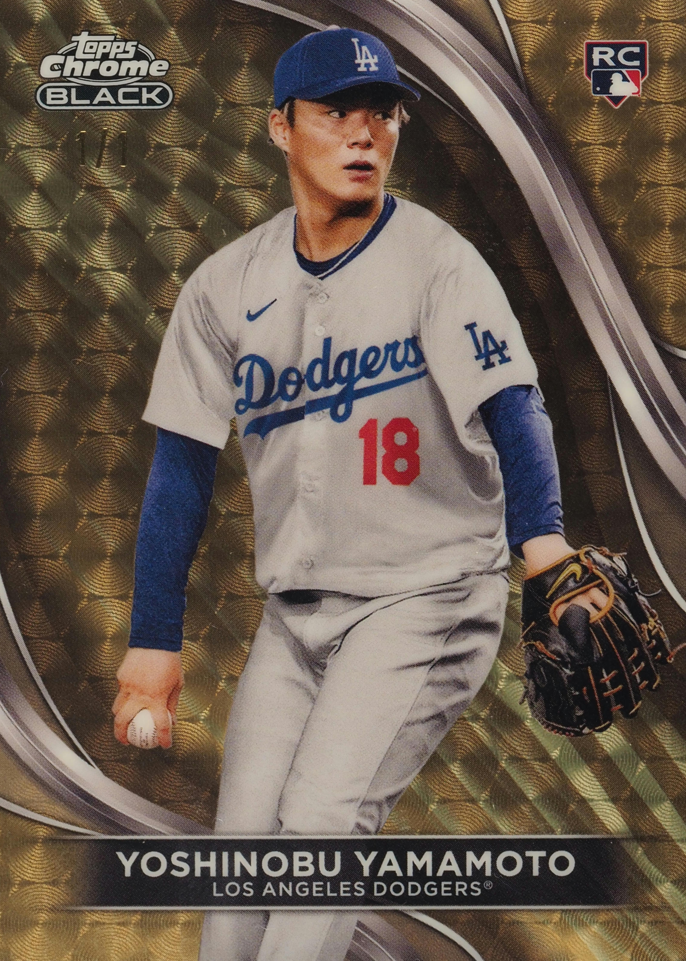Yoshinobu Yamamoto 2024 Topps Chrome Black #18 Superfractor /1 