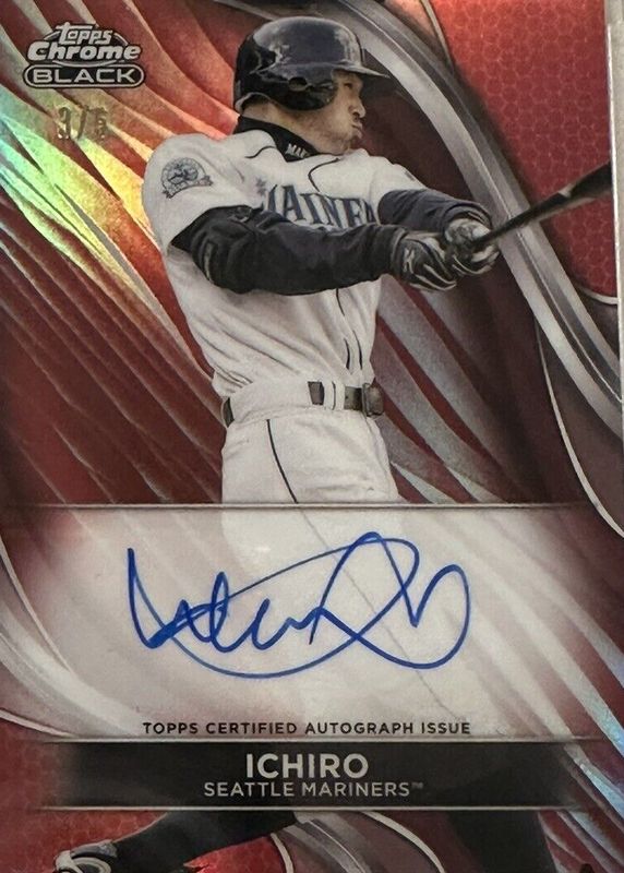 Ichiro Suzuki 2024 Topps Chrome Black #CBA-I Autographs - Red Refractor /5 PSA 10