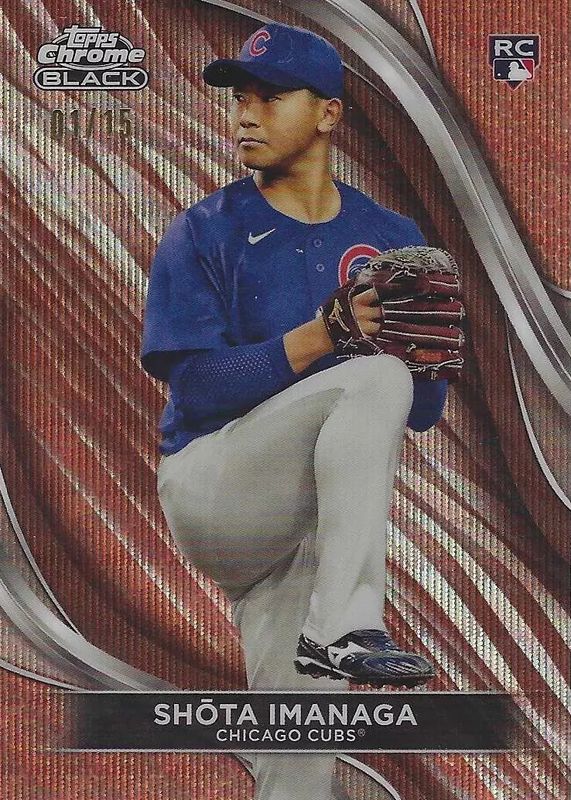 Shota Imanaga 2024 Topps Chrome Black #43 Rose Gold Wave Refractor /15 Rookie RAW
