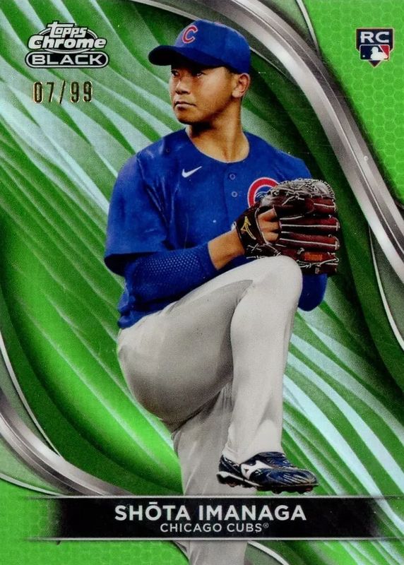 Shota Imanaga 2024 Topps Chrome Black #43 Green Refractor /99 Rookie RAW