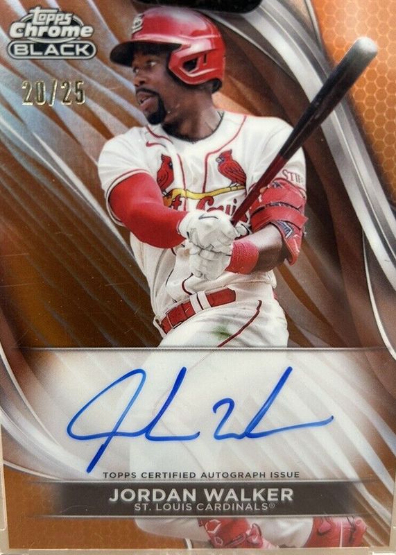 Jordan Walker 2024 Topps Chrome Black #CBA-JW Autographs - Orange Refractor /25 RAW