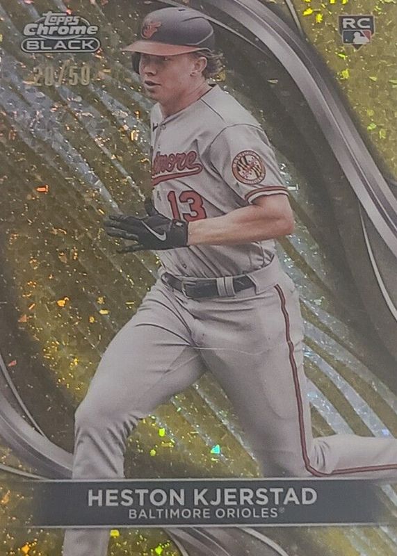 Heston Kjerstad 2024 Topps Chrome Black #86 Gold Mini-Diamond Refractor /50 Rookie RAW