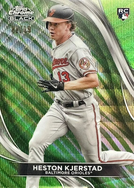 Heston Kjerstad 2024 Topps Chrome Black #86 Green Wave Refractor /99 Rookie SGC 9