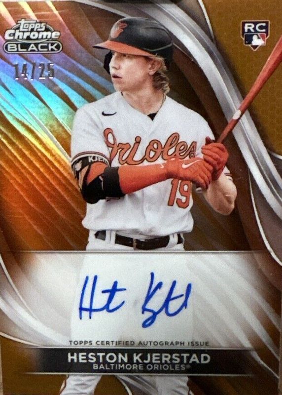 Heston Kjerstad 2024 Topps Chrome Black #CBA-HKJ Autographs - Orange Refractor /25 Rookie PSA 10