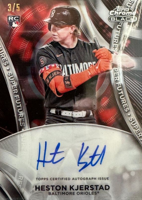 Heston Kjerstad 2024 Topps Chrome Black #CBA-HKJ Autographs - Red Refractor /5 Rookie SGC 9