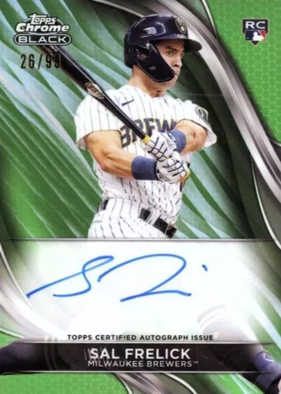 Sal Frelick 2024 Topps Chrome Black #CBA-SF Autographs - Green Refractor /99 Rookie RAW