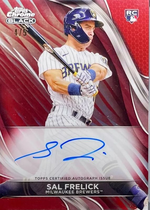 Sal Frelick 2024 Topps Chrome Black #CBA-SF Autographs - Red Refractor /5 Rookie RAW