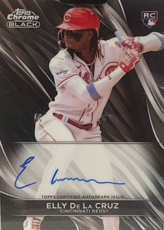 Elly De La Cruz 2024 Topps Chrome Black #CBA-ED Autographs Rookie RAW