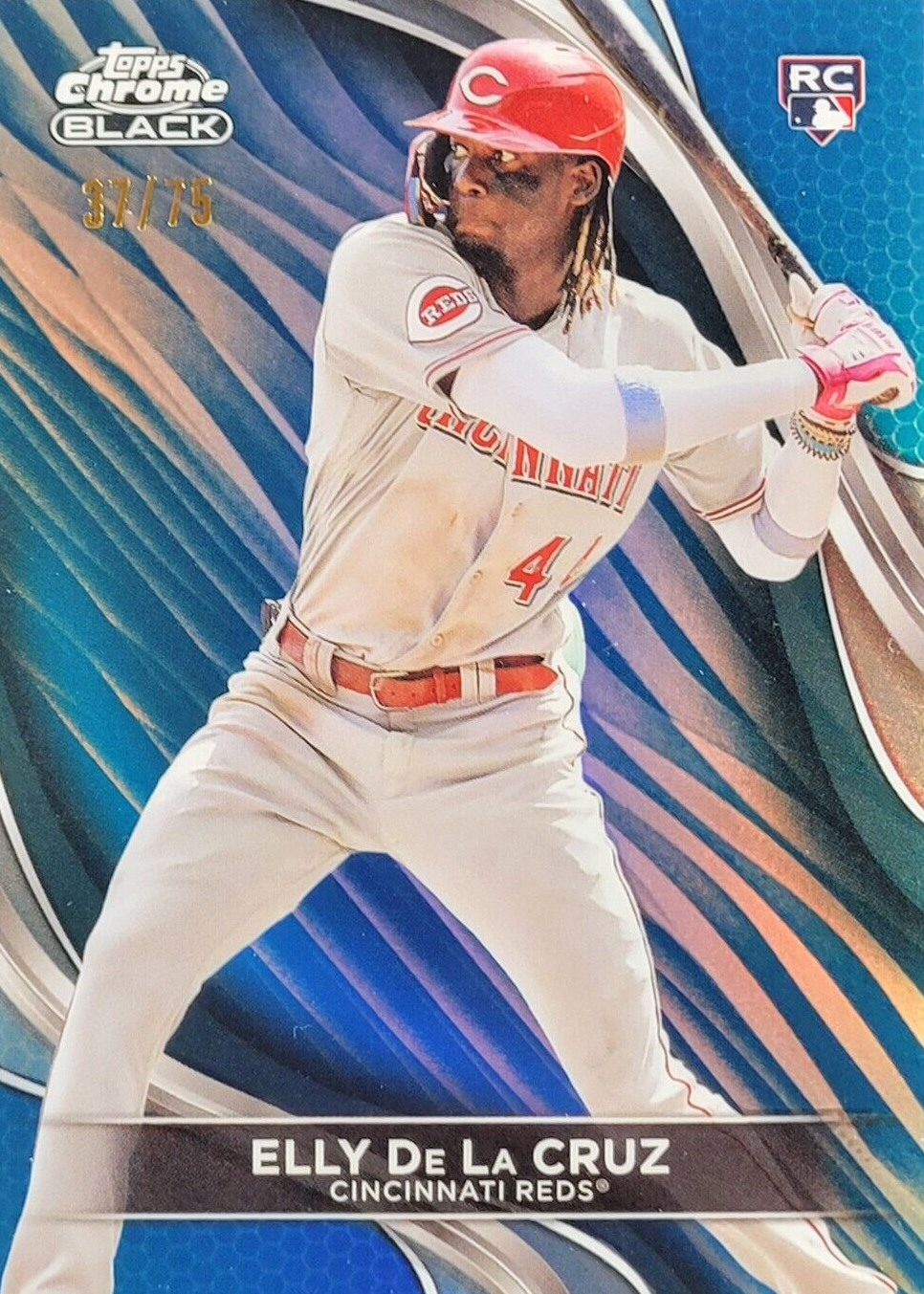 Elly De La Cruz 2024 Topps Chrome Black #17 Blue Refractor /75 