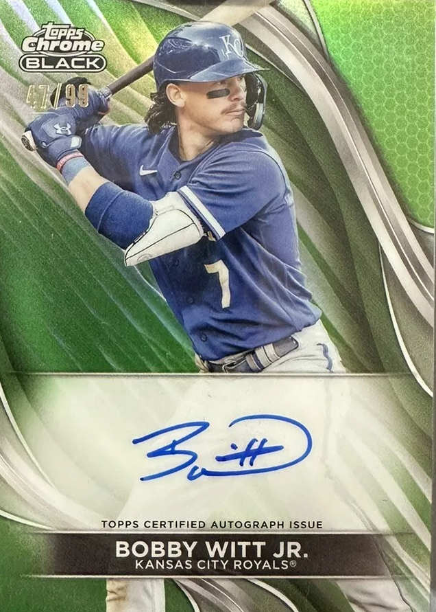 Bobby Witt Jr. 2024 Topps Chrome Black #CBA-BWJ Autographs - Green
