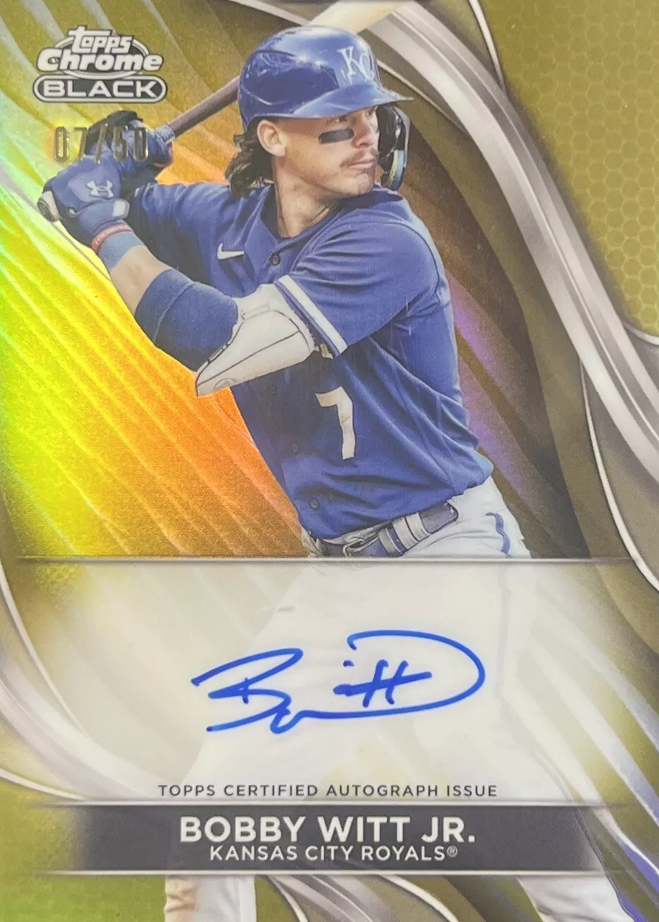 Bobby Witt Jr. 2024 Topps Chrome Black #CBA-BWJ Autographs - Gold