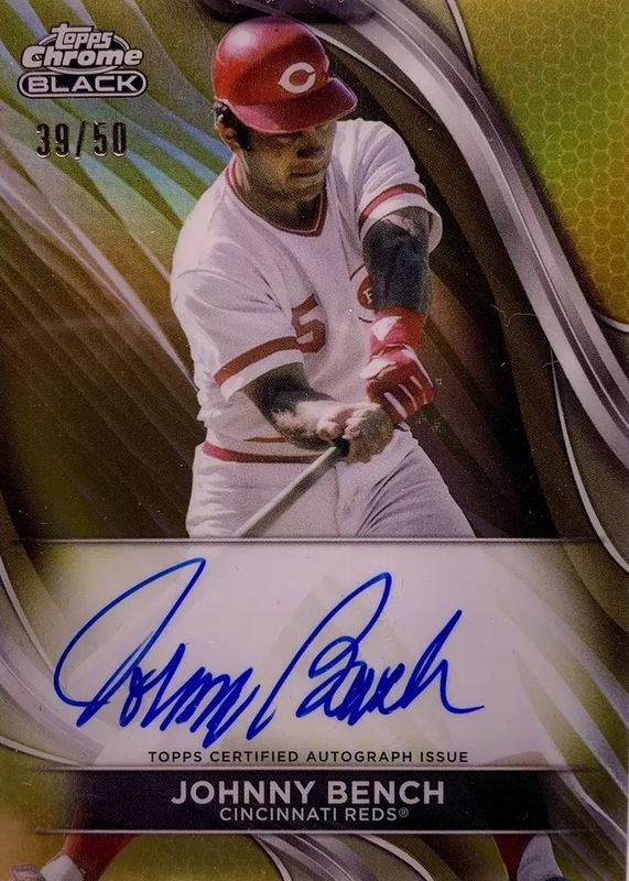 Johnny Bench 2024 Topps Chrome Black #CBA-JB Autographs - Gold Refractor /50 SGC 10