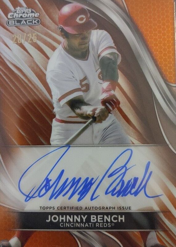 Johnny Bench 2024 Topps Chrome Black #CBA-JB Autographs - Orange Refractor /25 PSA 10