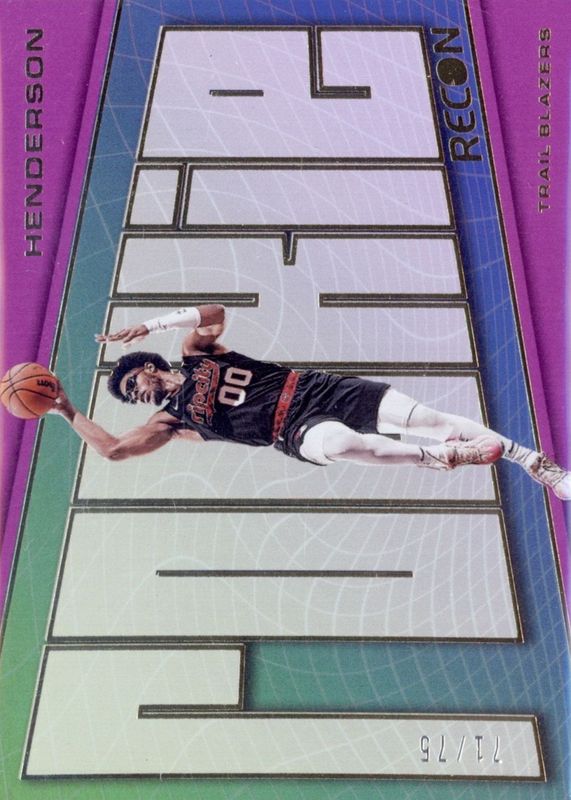 Scoot Henderson 2023 Recon #20 Rookie Recon - Purple /75 Rookie SGC 10