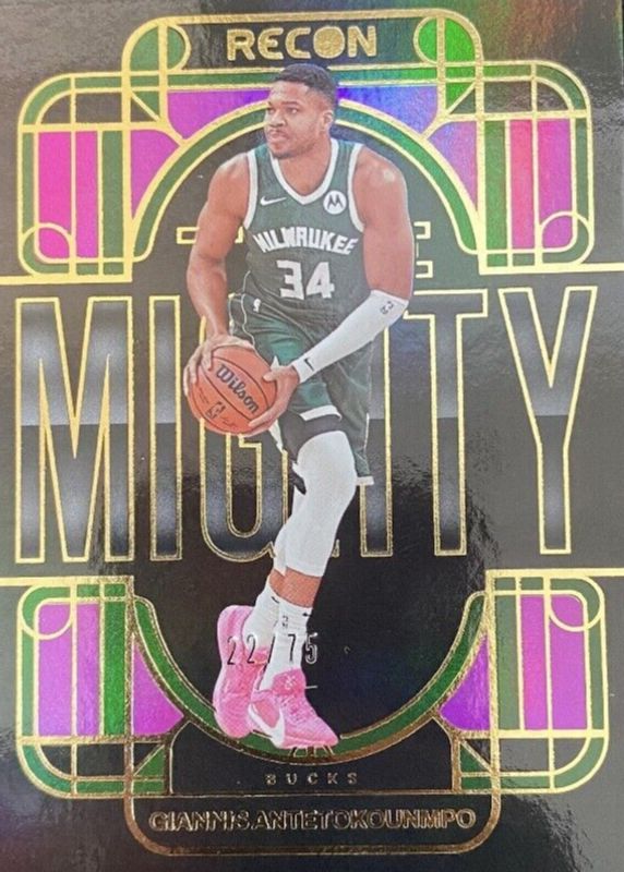 Giannis Antetokounmpo 2023 Recon #16 The Mighty - Purple /75 PSA 10