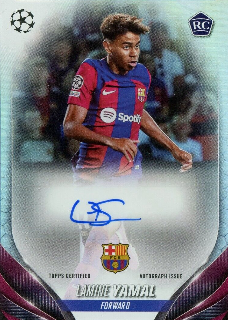 2023-24 Topps Chrome UEFA Lamine Yamal #64 RC Rookie Purple Speckle