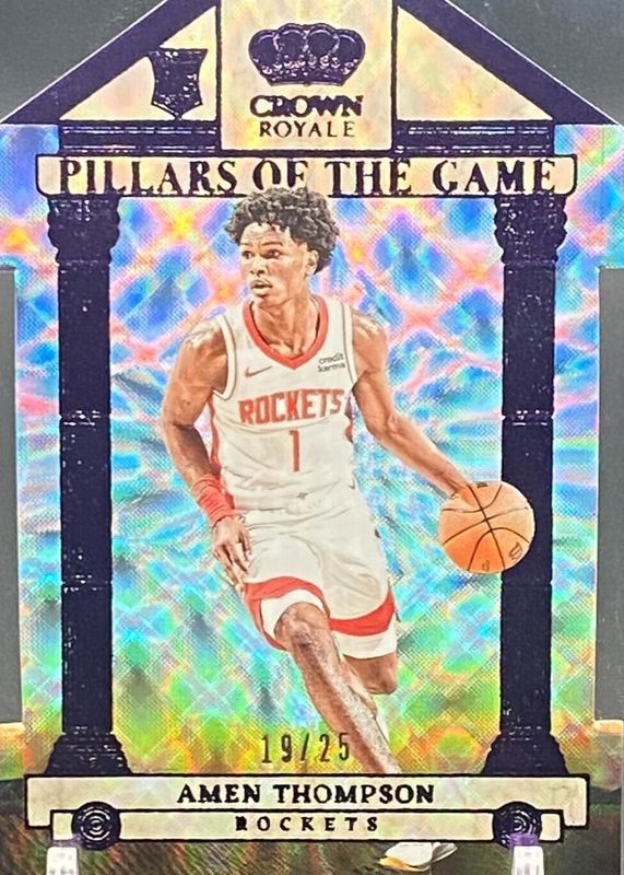 Amen Thompson 2023 Crown Royale #2 Pillars of the Game - Purple /25 Rookie PSA 10