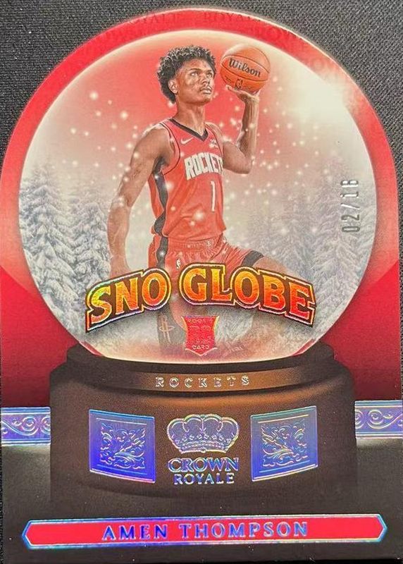Amen Thompson 2023 Crown Royale #9 Sno Globe - International Silver /18 Rookie RAW
