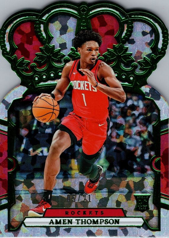 Amen Thompson 2023 Crown Royale #65 FOTL Green Crystal /21 Rookie RAW