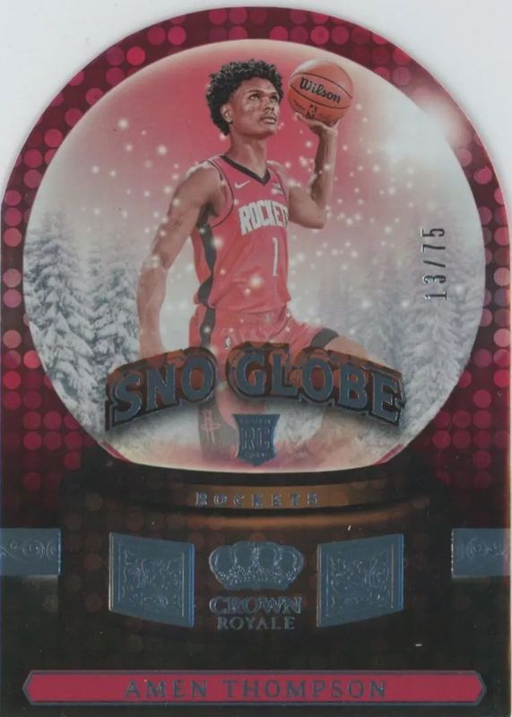 Amen Thompson 2023 Crown Royale #9 Sno Globe - Blue /75 Rookie RAW