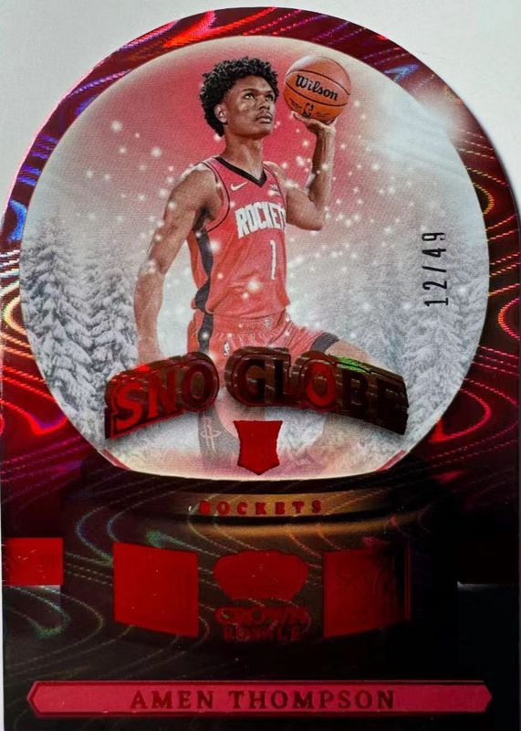 Amen Thompson 2023 Crown Royale #9 Sno Globe - Red /49 Rookie PSA 10