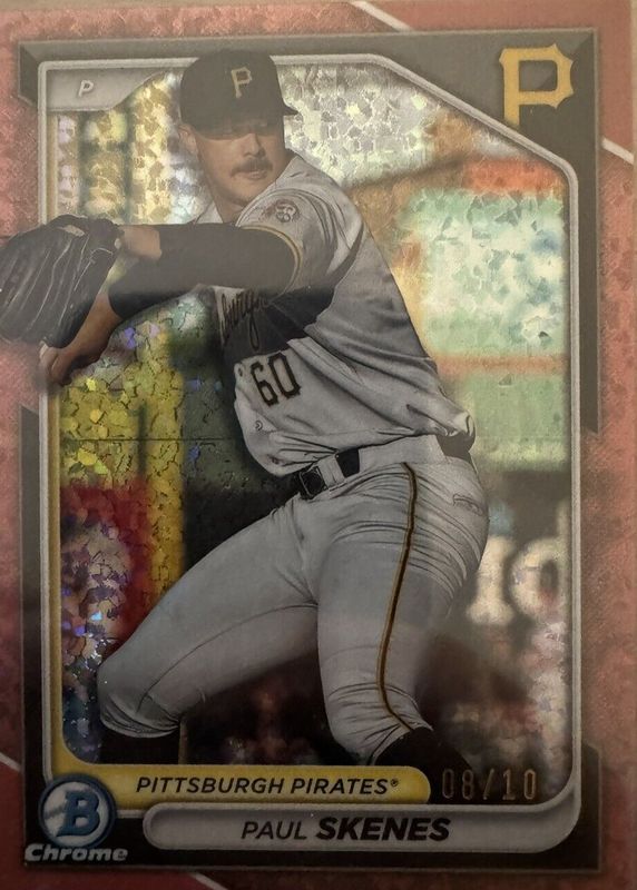 Paul Skenes 2024 Bowman #BCP-125 Chrome Prospects - Rose Gold Mini-Diamond Refractor /10 RAW