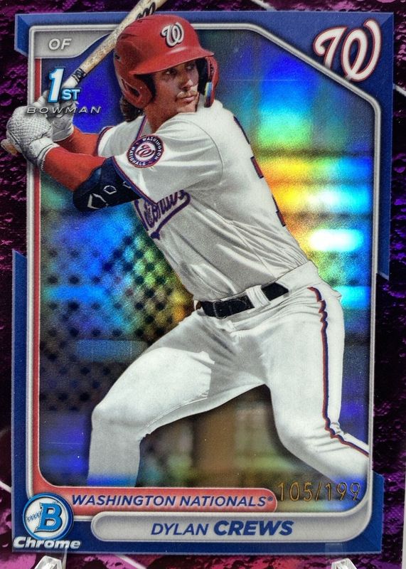 Dylan Crews 2024 Bowman #BCP-23 Chrome Prospects - Fuchsia Lunar Crater Refractor /199 (1st) RAW