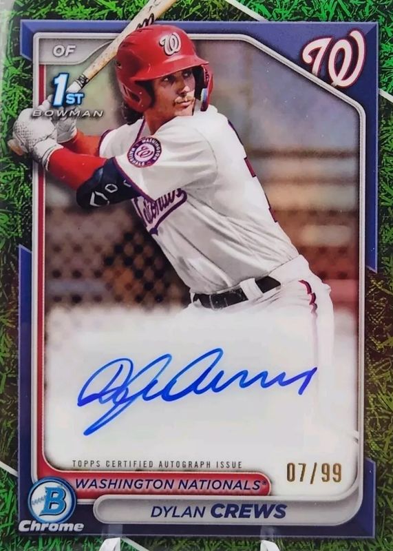 Dylan Crews 2024 Bowman #CPA-DC Chrome Prospect Auto - Green Grass Refractor /99 (1st) RAW