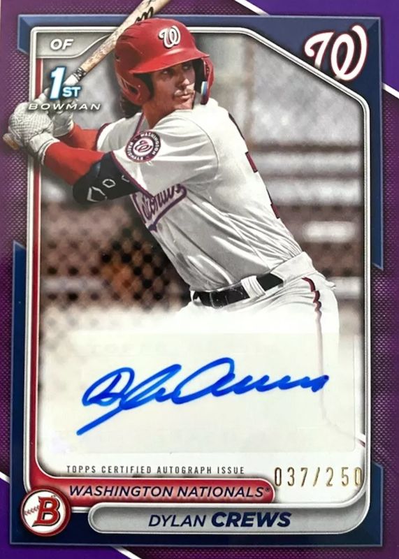 Dylan Crews 2024 Bowman #PPRA-DC Paper Prospect Auto - Purple Border /250 (1st) RAW