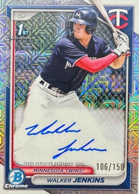 Walker Jenkins 2024 Bowman #CPA-WJ Chrome Prospect Auto - HTA Choice Refractor /150 (1st) RAW