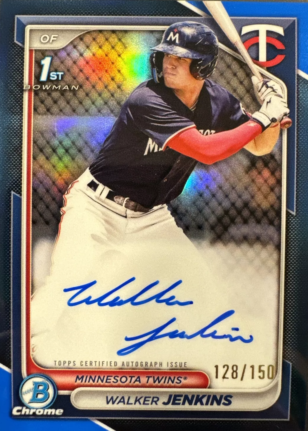 Walker Jenkins 2024 Bowman #CPA-WJ Chrome Prospect Auto - Blue 