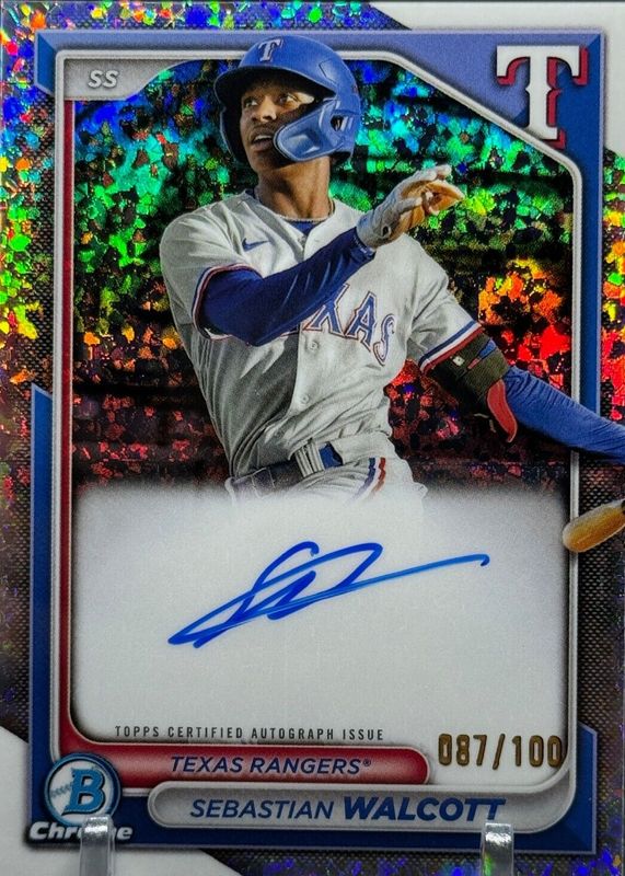 Sebastian Walcott 2024 Bowman #CPA-SW Chrome Prospect Auto - Mini-Diamond Refractor /100 RAW