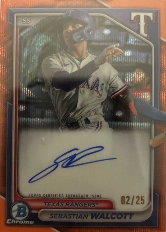 Sebastian Walcott 2024 Bowman #CPA-SW Chrome Prospect Auto - Orange Refractor /25 RAW