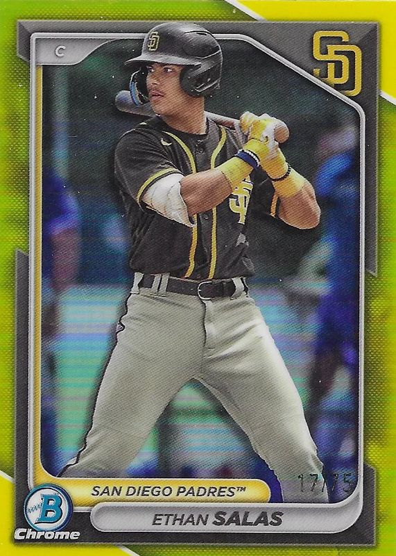 Ethan Salas 2024 Bowman #BCP-102 Chrome Prospects - Yellow Refractor /75 PSA 10