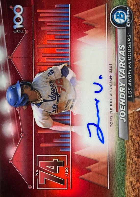 Joendry Vargas 2024 Bowman #BTPA-74 Bowman Scouts' Top 100 Autographs - Red Refractor /5 RAW