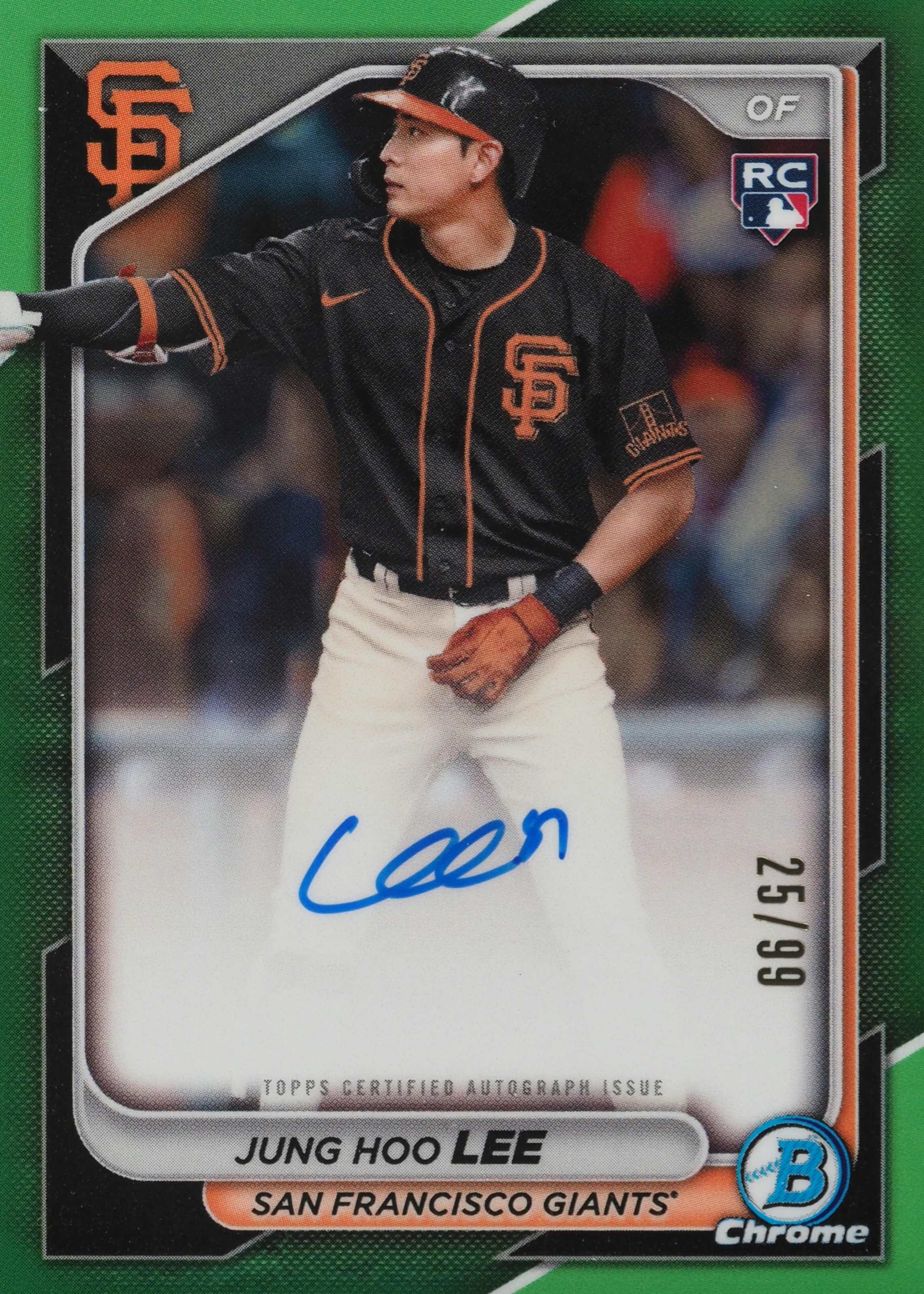 Jung Hoo Lee 2024 Bowman #CRA-JLE Chrome Rookie Auto - Green 