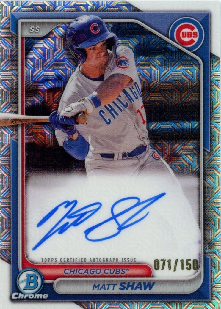 Matt Shaw 2024 Bowman #CPA-MS Chrome Prospect Auto - HTA Choice 