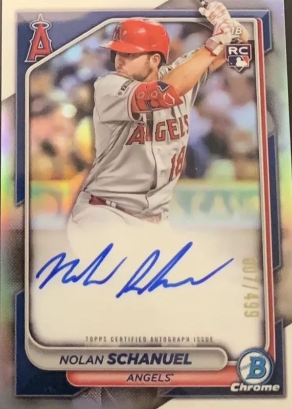 Nolan Schanuel 2024 Bowman #CRA-NS Chrome Rookie Auto - Refractor /499 Rookie RAW