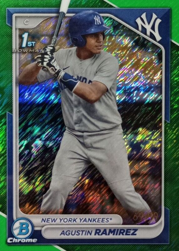 Agustin Ramirez 2024 Bowman #BCP-85 Chrome Prospects - Green Shimmer Refractor /99 (1st) SGC 10