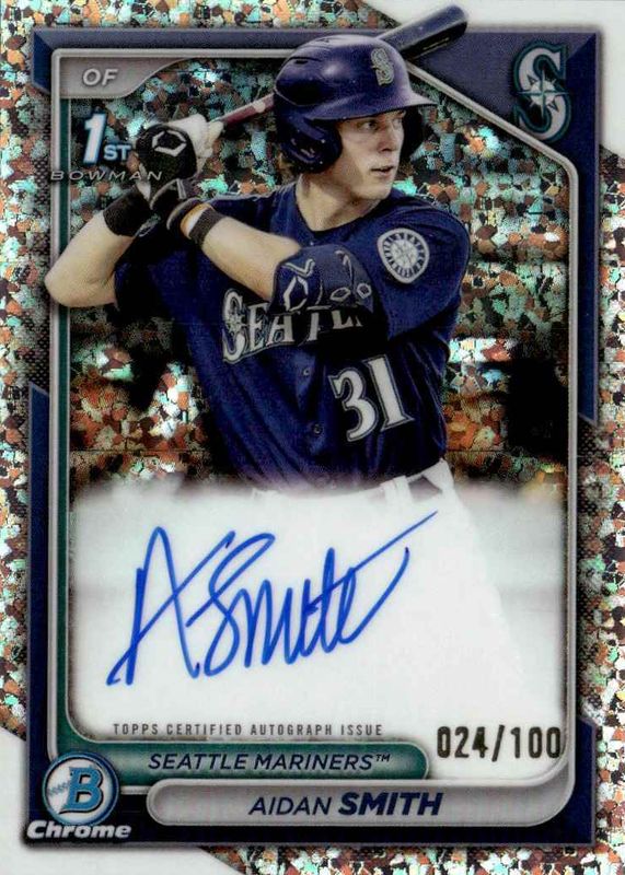 Aidan Smith 2024 Bowman #CPA-ASM Chrome Prospect Auto - Mini-Diamond Refractor /100 (1st) PSA 10