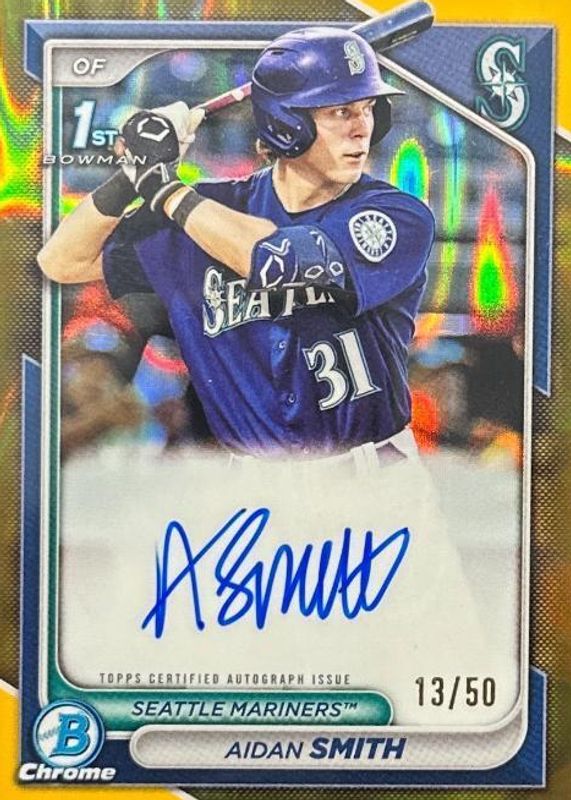 Aidan Smith 2024 Bowman #CPA-ASM Chrome Prospect Auto - Gold Lava Refractor /50 (1st) RAW