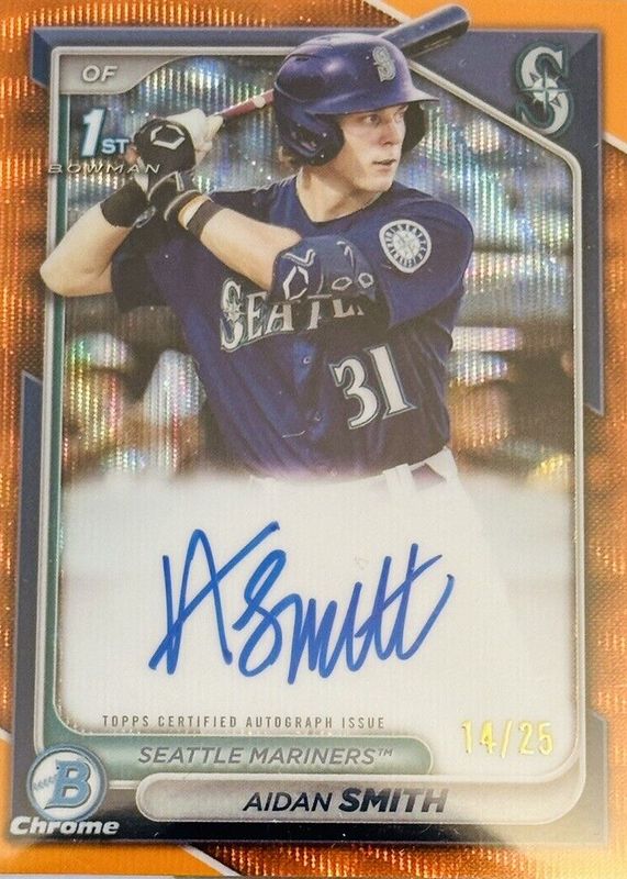 2024 Bowman #CPA-ASM Chrome Prospect Auto - Orange Wave Refractor /25 (1st)