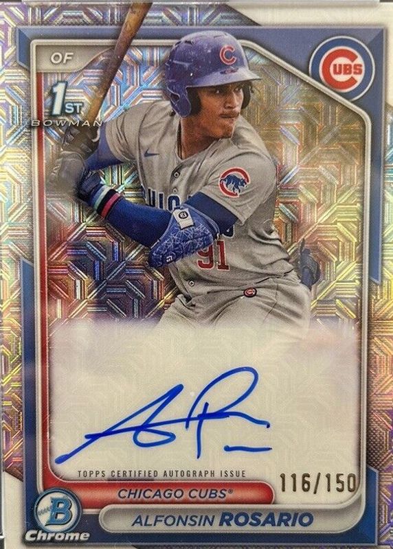 Alfonsin Rosario 2024 Bowman #CPA-ARO Chrome Prospect Auto - HTA Choice Refractor /150 (1st) PSA 10