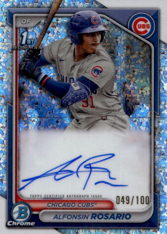 Alfonsin Rosario 2024 Bowman #CPA-ARO Chrome Prospect Auto - Mini-Diamond Refractor /100 (1st) RAW