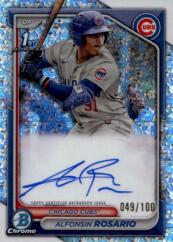 Alfonsin Rosario 2024 Bowman #CPA-ARO Chrome Prospect Auto - Mini-Diamond Refractor /100 (1st) BGS 9.5