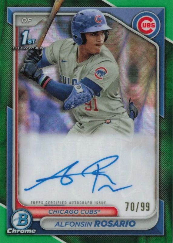 Alfonsin Rosario 2024 Bowman #CPA-ARO Chrome Prospect Auto - Green Lava Refractor /99 (1st) RAW